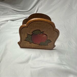 Vintage Wooden Apple Napkin Holder
